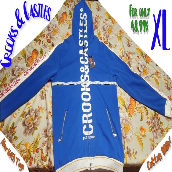 Crooks & Castles Blue Hoodie XL New With Tags - Picture 1 of 10